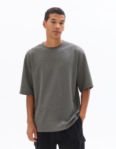 T.04 T-shirt oversize col rond - anthracite chiné