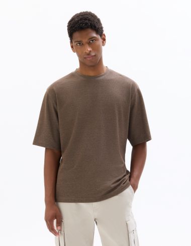 T.04 T-shirt oversize col rond - marron taupe