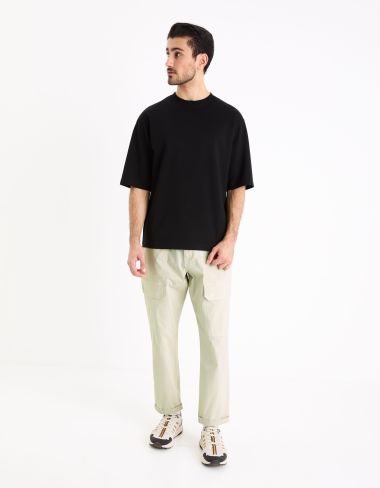 T-shirt col rond oversize coton mélangé - noir