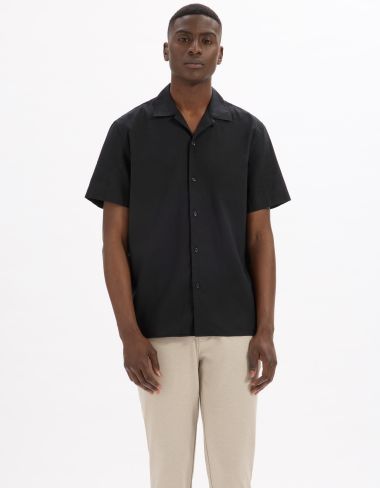 Chemisette regular en lin et coton - noir