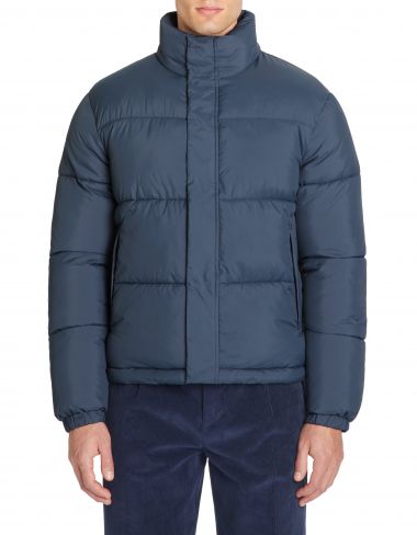 Doudoune chaude col montant - bleu gris