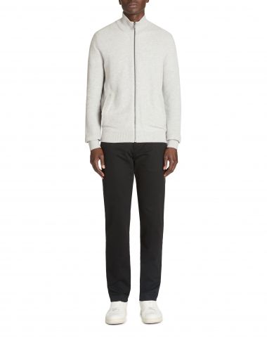 Cardigan col montant 100% coton - gris chiné