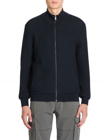 Cardigan col montant 100% coton - marine