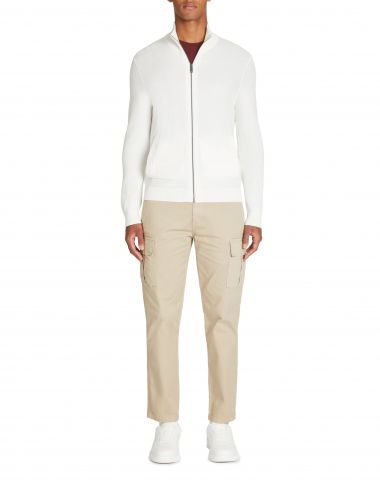 Cardigan col montant en coton - beige