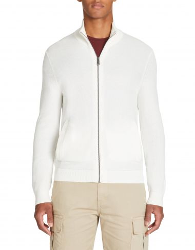 Cardigan col montant en coton - beige