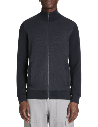 Gilet zippé col montant 100% coton - marine