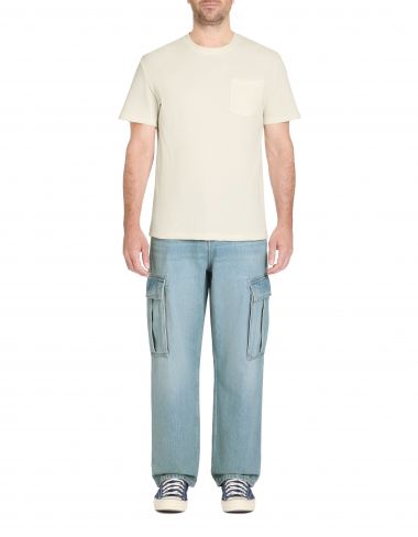 Jean baggy 100% coton C75 - bleu clair