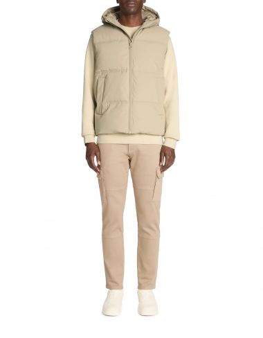 Doudoune chaude à capuche sans manches - beige