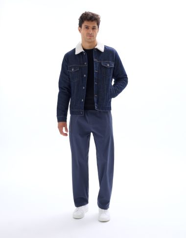 Veste en jean doublé sherpa - marine