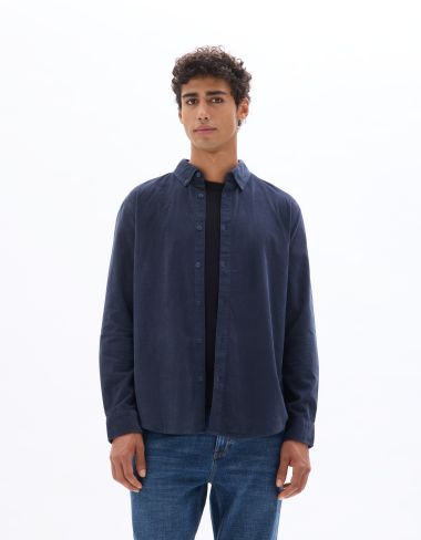 Chemise en velours 100% coton - bleu