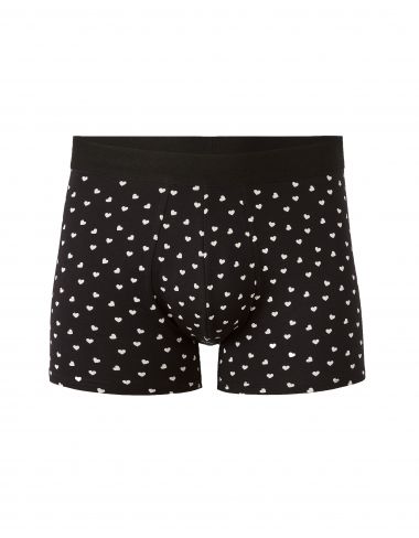 Boxer imprimé petits coeurs blanc - noir