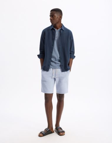 Chemise regular jacquard 100% coton - marine