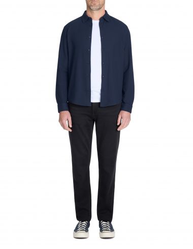 Chemise regular gaufré 100% coton - marine