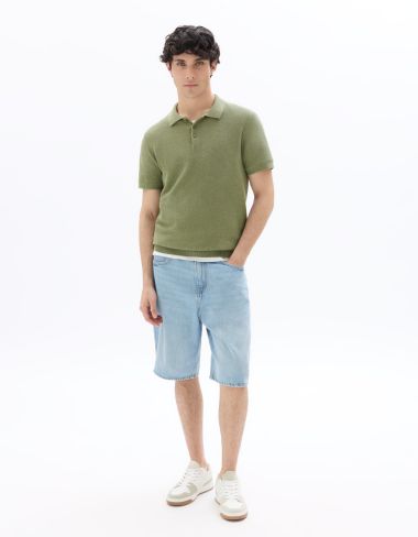 Polo slim en maille texturée 100% coton - vert
