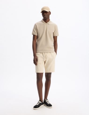 Polo slim coton mélangé - beige