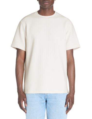 T-shirt boxy col rond coton mélangé - blanc