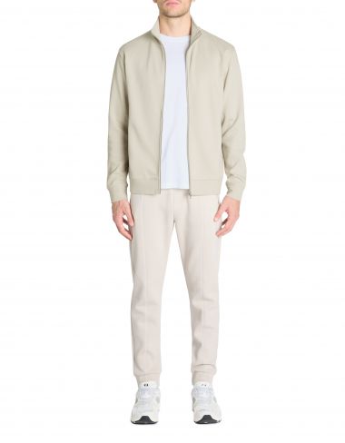 Veste zippée col montant regular coton mélangé - beige