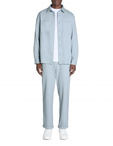 Chemise overshirt unie 100% coton stretch - bleu clair