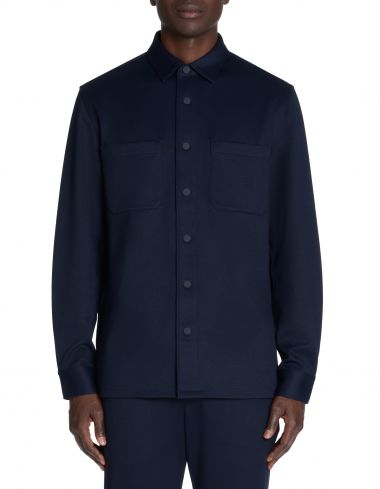 Chemise overshirt texturée 100% coton - marine