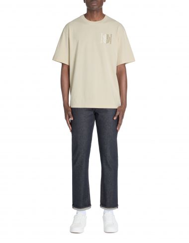T-shirt oversize col rond 100% coton - beige