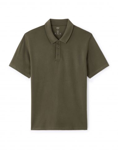 Polo boxy coton mélangé - kaki