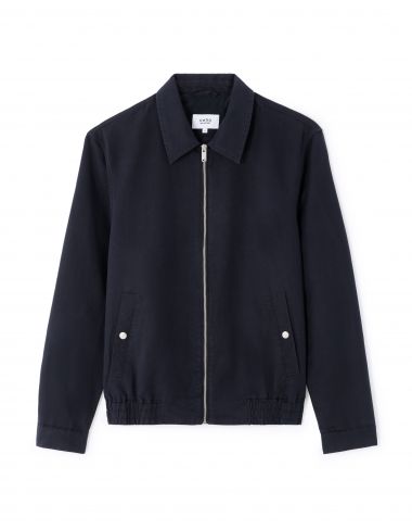 Blouson col chemise en lin et coton - marine