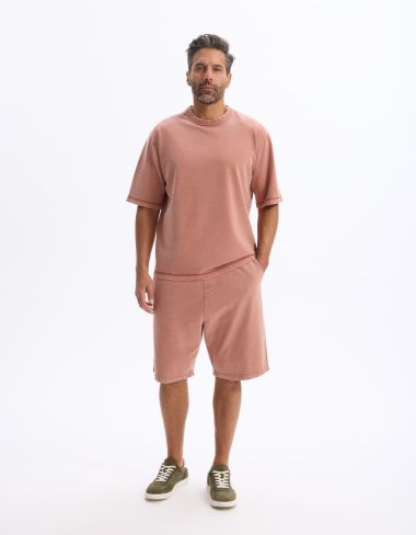 T-shirt oversize col rond 100% coton - marron