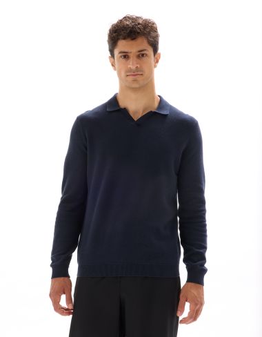Pull col polo 100% coton - Marine