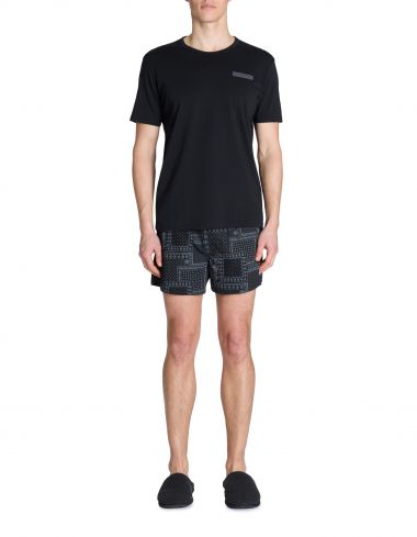Pyjama caleçon 100% coton - noir