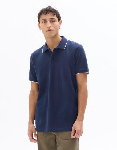 Polo piqué regular 100% coton - bleu marine