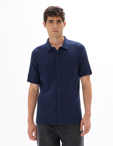 Chemisette regular en maille ajouré - marine