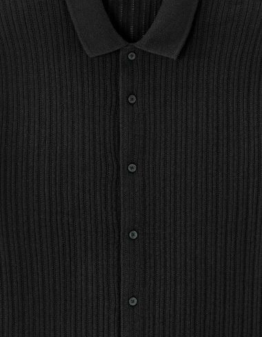 Chemisette regular en maille ajouré - noir