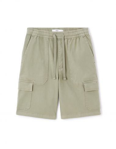 Bermuda cargo en coton stretch - kaki