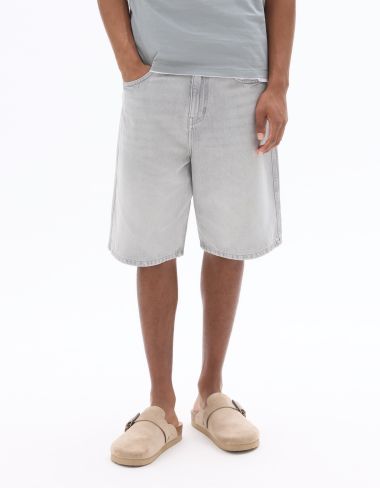 Bermuda baggy en jean - gris clair