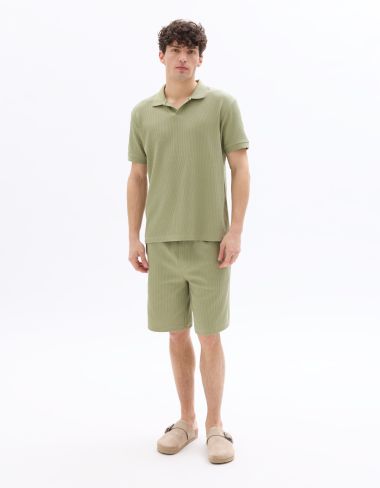Polo regular en maille côtelé 100 % coton - vert