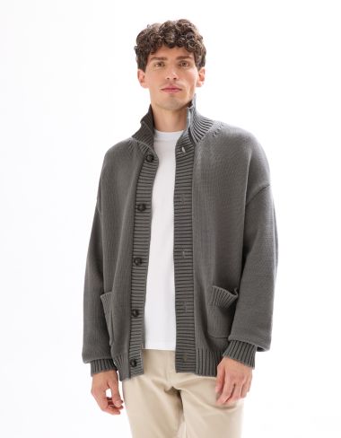 Cardigan en coton mélangé - Gris