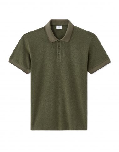 Polo regular jersey en coton stretch - kaki