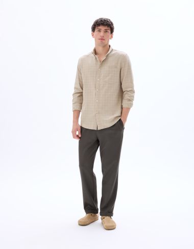 Chemise regular à carreaux en flanelle - beige