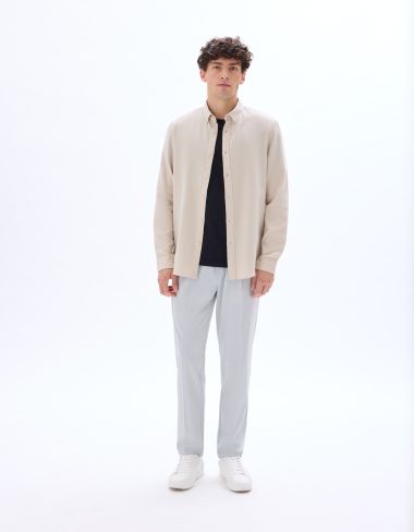 Chemise regular en flanelle  - beige
