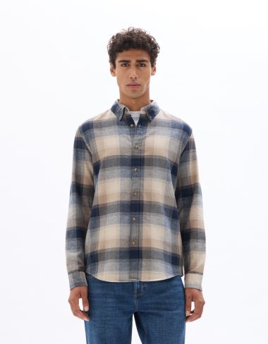Chemise regular à carreaux en flanelle 100% coton - beige