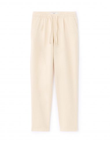 Pantalon straight texturé canvas 100% coton - écru