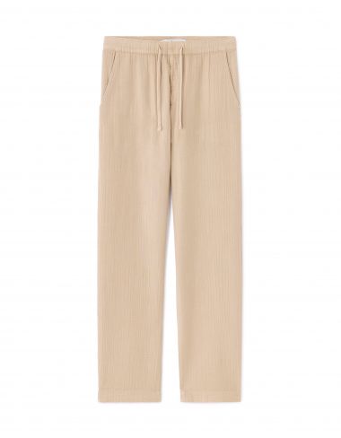 Pantalon relaxed 100% gaze de coton - beige
