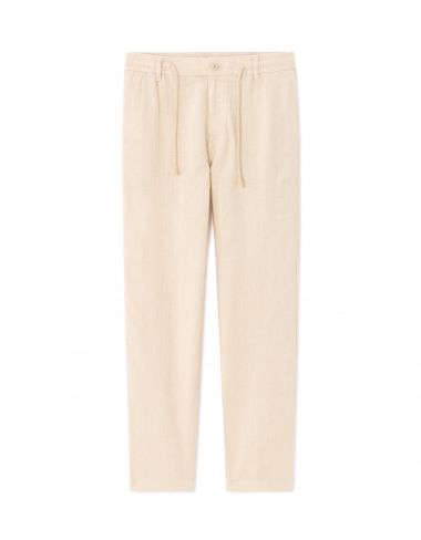 Pantalon relaxed 100% coton jacquard - écru