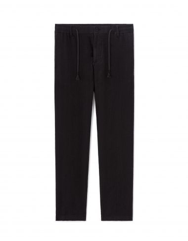 Pantalon relaxed 100% coton jacquard - noir