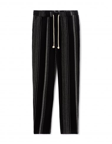 Pantalon straight texturé à rayures - noir