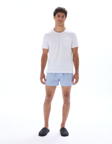 Pyjama t-shirt et caleçon 100% coton - bleu
