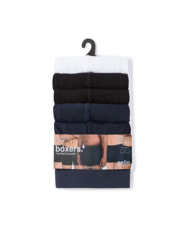 Lot de 5 boxers unis - marine, noir et blanc