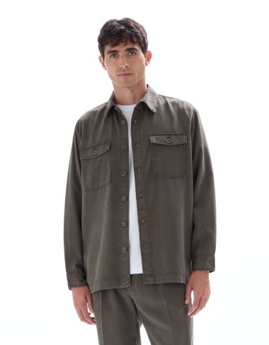 Surchemise unie en 100% TENCEL™ Lyocell - kaki