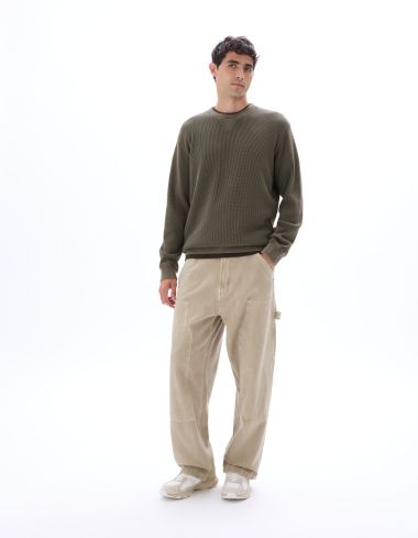 Pantalon carpenter baggy 100% coton - beige clair