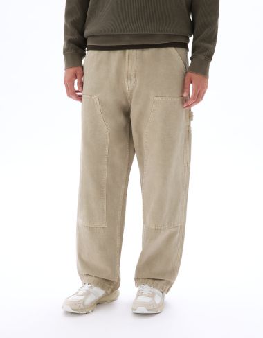Pantalon carpenter baggy 100% coton - beige clair